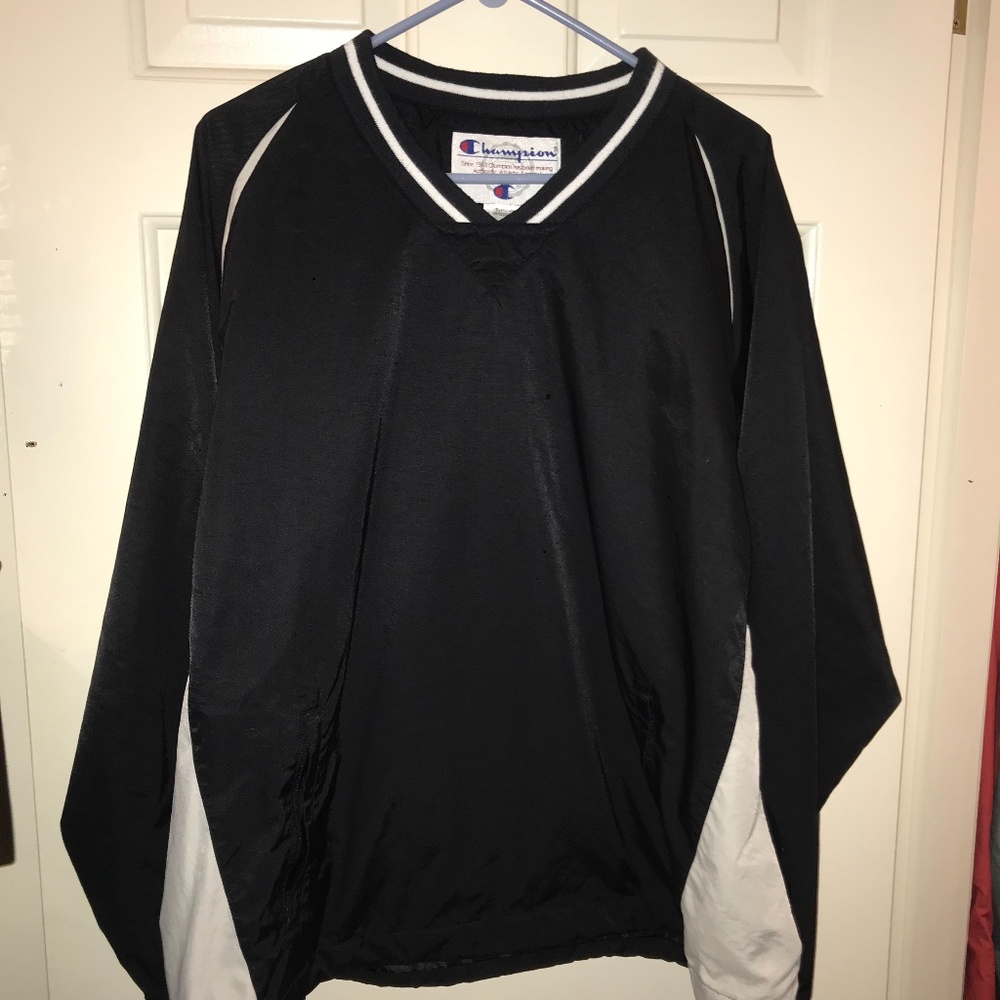 Vintage Champion Sidelines Pullover Windbreaker Black Sz L
